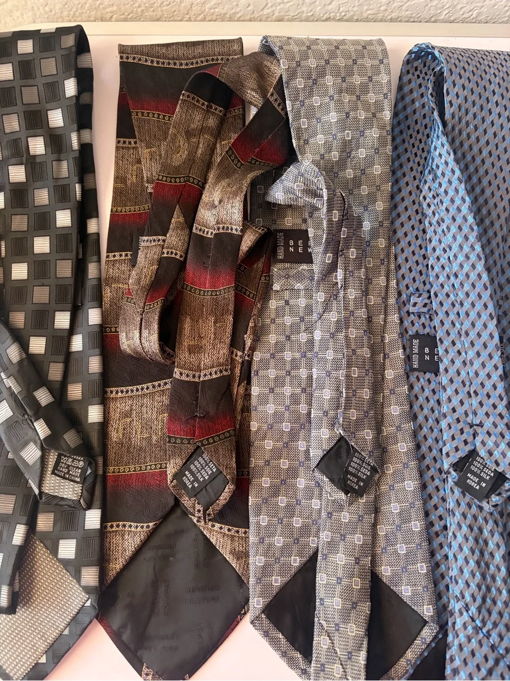 Men's Four-Tie Set — Blue, Gray, Black, Burgundy